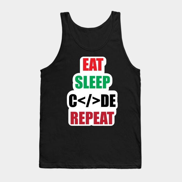 Eat Sleep Repeat Programming Design for Programers and Program Developers Tank Top by ArtoBagsPlus